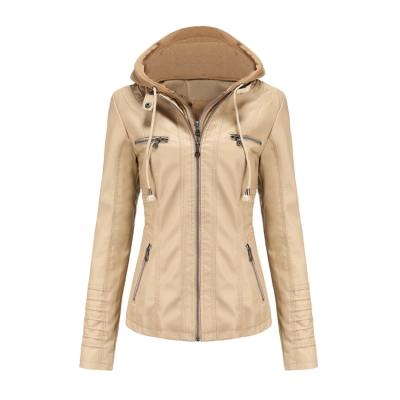 China New Design Women Autumn Winter Lady Black Pu Solid Color Waterproof Jacket for sale