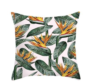 China New PORTABLE soft touching tropical green leaf cushion cover for beauty salon decor for sale