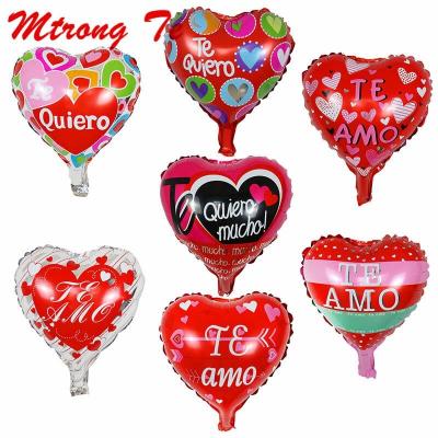 China Recycled 10inch Mini Size Spanish Te Amo Balloon Love Heart Shape Foil Balloon For Wedding Party Valentine's Day Globos Decoration for sale