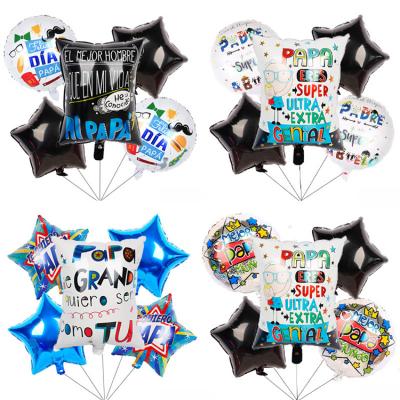 China 18inch 5pcs Recycled Father's Day Spanish Happy Father's Day Foil Mylar Balloons Set Feliz Dia Super Papa Globos Balloon Party Decorations for sale