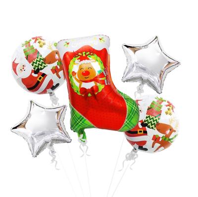 China Hot Selling 5 PCs Christmas Decoration Balloons With 18 Inch Around Retail Packing Set Christmas Decoration Helium Balloon Supplier for sale