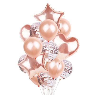 China Hot Sale Party Decoration 14pcs Confetti Wedding Birthday Party Balloon Rose Gold Helium Balloon Baby Shower Party Decoration Balloon Wholesale for sale