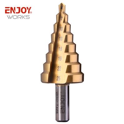 China Metal Drilling HSS Steel Titanium Step Drill Bits Taper Cutting Tools Steel Stepper For Woodworking for sale