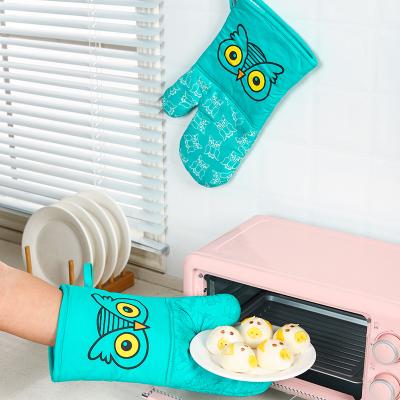 China Oven Silicone Mitts Heat Insulation Modern Anti-scald Thickening Oven Mitts Household High Temperature Resistant Kitchen for sale