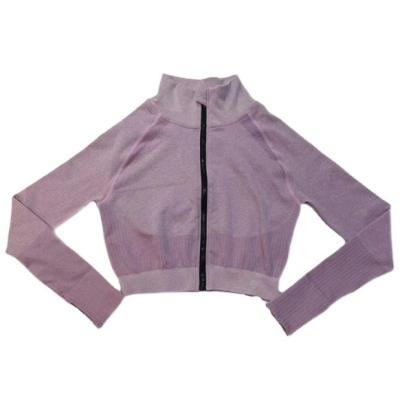 China Seamless High Quality Nylon Solid/Print Heat Transfer Logo Customize Size Women Sport Long Sleeve Seamless Zip-Up Thumb Holes Jacket for sale