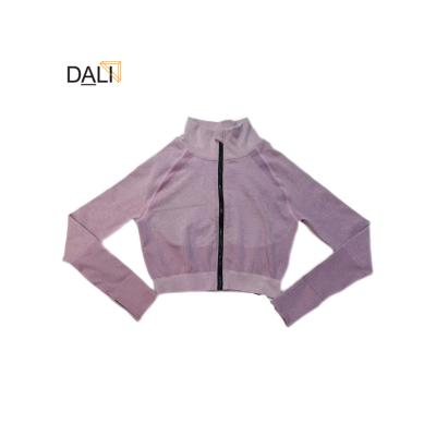 China Fitness/yoga fashion screen printing mix color stock customer design ladies cropped knitted outer jacket for sale