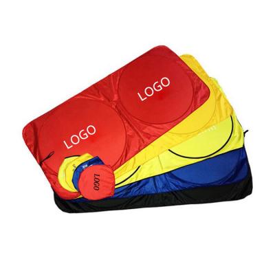 China Polyester Branded Folding Car Sun Logo Shadow for sale