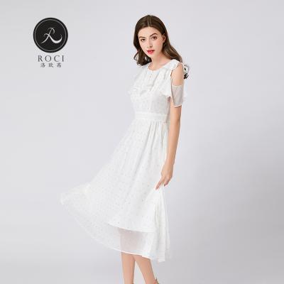 China Fashion Anti-static Wholesale New Summer White Casual Dresses For Women New Spots Printed Mini Dress for sale