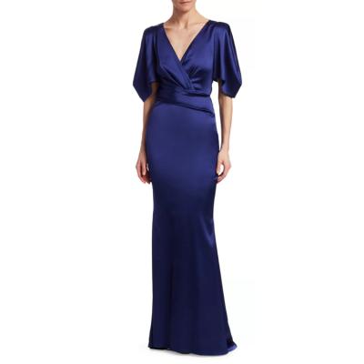 China 2020 Anti-Static Women Fashion New Look Navy Blue Prom Dresses Satin Maxi Dress for sale