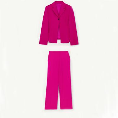 China 2021 Anti-wrinkle casual formal women's luxury suits wear pink ladies office blazer sets for sale