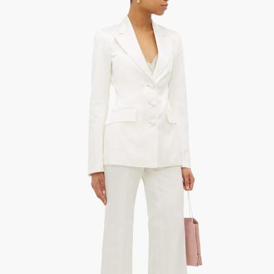 China 2022 new arrivals ladies formal elegant single breasted white satin blazer for women for sale