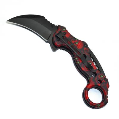 China Red Slide MOQ Open Devil Stainless Steel Pocket Hunting Outdoor Folding Knife for sale