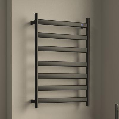 China Custom Black Electric SUS 304 Stainless Steel Towel Heater 240V 105W Electric Smart Heated Towel Rack Rails For Bathroom for sale