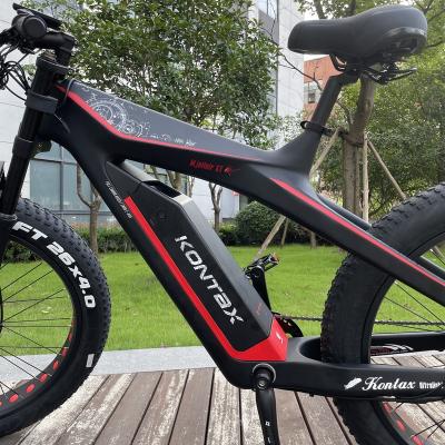 China Carbon Fiber KONTAX Electric Bicycle 26 Tire Powerful Fat Bike 750W 48V/13AH Battery EBike Moped Snow Beach Mountain Ebike Throttle And PED for sale