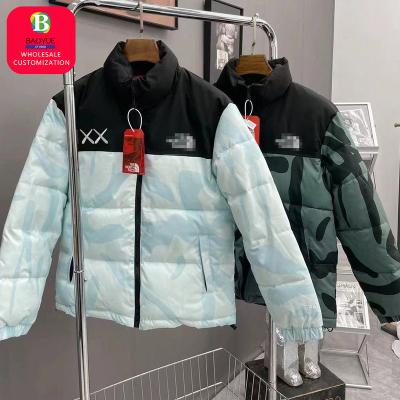 China Baoyue autumn and winter cotton waterproof men print stripper jacket loose casual cotton padded Korean style north down jacket for sale