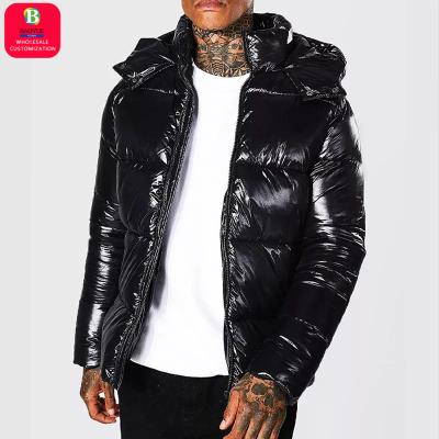 China Baoyue Wholesale Reversible Customized Winter Heavy Bubble Men Hooded Coat Oversized Jacket Shiny Down Stripper Jacket For Men for sale