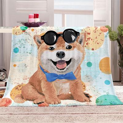 China 3D Dog Fleece Baby Blanket Print Flannel Eco-Friendly Custom Throw Blanket Thick Large Quality Baby Receiving Airplane Blanket for sale