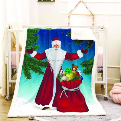 China Super Soft Merry Christmas Kids Fleece Throw Sherpa Blanket Red Christmas Sherpa Santa 3D Custom Printed Queen Throw Blankets For Home Decor for sale