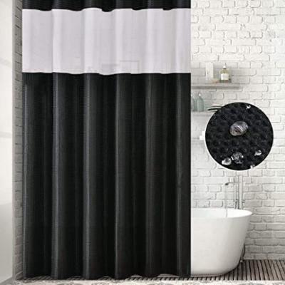 China Sustainable Polyester / Cotton Blend Fabric Shower Curtain Waffle Weave Rustproof Metal Grommets Bathroom Showers Amazon Sales for sale