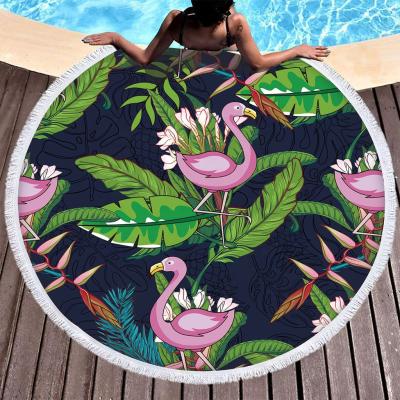 China Hot sale custom print circle sustainable beach towels sandfree microfiber printed round beach towel for summer for sale