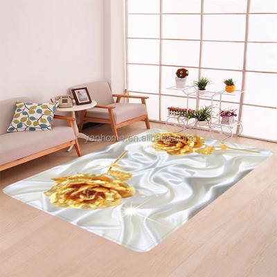 China Washable Luxury Rose Flower Fragrance Bedroom Mat Custom Brand Printing China Logo Brand Blanket Rug For Living Room, Kitchen Bathroom, Hotel for sale