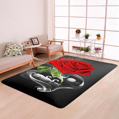 China Luxury Designer Washable Logo Floral Print Carpet and 3D Cover Brand Red Rose Carpet Room Cover Custom Printed Living Home Decor Waterproof for sale