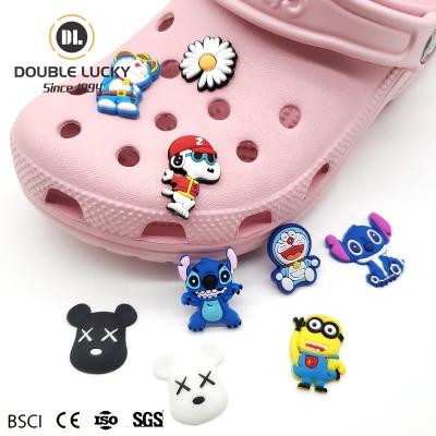 China Double Lucky Factory Direct Cute Designer Clog Charms Shoe Accessories Buckle For Wholesale 3D Cartoon Croc Shoe Charms Anime for sale