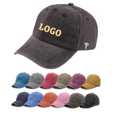 China breathable & waterproof breathable & Customized Simple Customized New York Baseball Caps Wholesale Women's Hats Washed Baseball Cap Retro Customized 5 Panel Men's Washed Baseball Cap With 3D Embroidered for sale