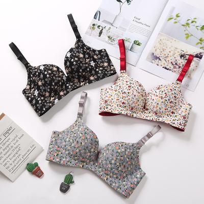 China 2022 New QUICK DRY Women Flower Print Bra Seamless Sexy Lingerie Floral Lift Up One Piece Bras Underwear for sale