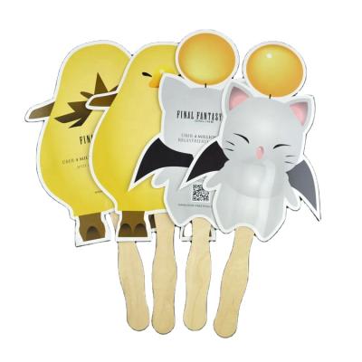 China Europe cheap price cute cartoon custom hand printing handheld fan to advertise gift for sale