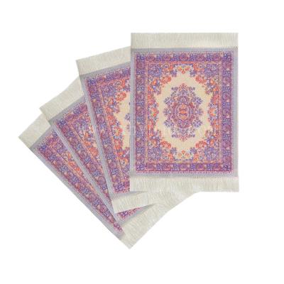 China Fabric Pack of 4 Blanket Rug Design Coasters for sale