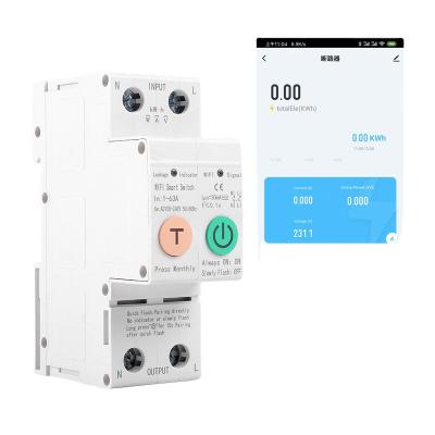 China 2P Tuya WiFi Smart Circuit Breaker Energy Power KWH Meter Timer Switch Relay Voltmeter Current RCCB RCBO RDCBC2TL Protection for sale