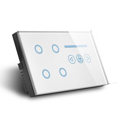 China Smart Home Wifi System Crystal Glass Panel wifi 4gang smart lamp switch and fan touch combo switch for sale