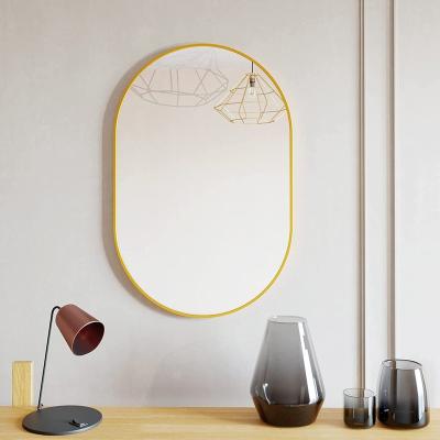 China Contemporary Oval Bathroom Mirror, Gold Vanity Wall Mirror with Metal Frame for Vertical and Horizontal Hang, Ideal for Bedroom, Entryway, Living for sale