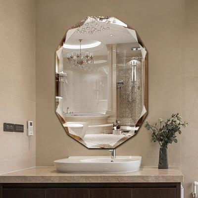 China Contemporary Simple Beveled Edge Wall Mount Bathroom Frameless Vanity Mirror for sale