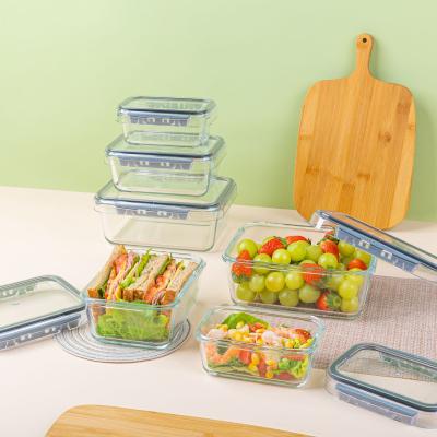 China Microwavable Glass Food Storage Container With (Tritan, San) Lid Square 3pcs Set With PP Outer Box (405ml, 900ml, 1650ml) for sale