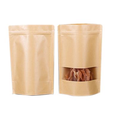 China Recycled Materials Water Proof Dried Food Nut Sugar Packaging Bags 25cm *35cm+5cm 500g 1kg White / Brown Kraft Paper Zipper Stand Up Bags for sale