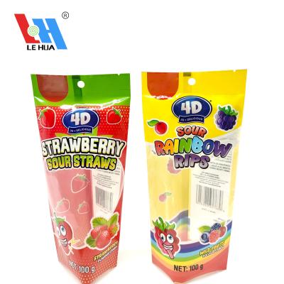 China Moisture Proof Custom Color Print Three Side Seal Strawberries Grapes Flavored Candy Bag for sale