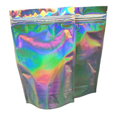 China Resealable Holographic Foil Moisture Proof Mylar Bags Storage Pouches Zip Lock Plastic Packaging Bag For Food Candy Cosmetics for sale