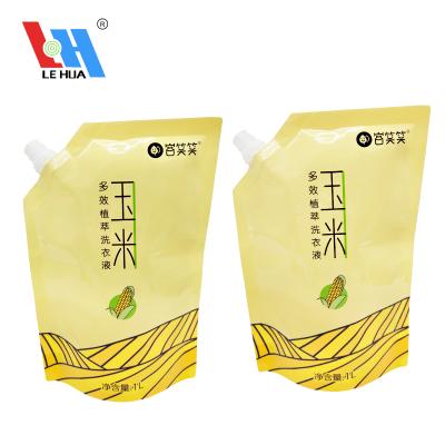 China Custom Printed Laundry Packaging Plastic Moisture Proof Liquid Holder Up Pouch Liquid Spout Bag for sale