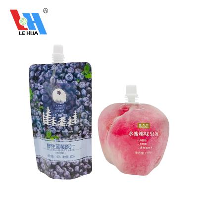 China Customized Moisture Proof Stand Up Pouch Liquid Spout For Grape Juice Drink Peach Shaped Food Packaging Bags Food Packaging Bags for sale