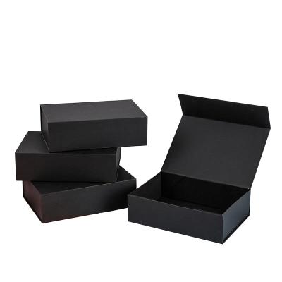 China Foldable Paper Boxes Gift Shoe Towel Set In Handle Packaging Clothing Clothes Black Magnetic Folding Cardboard Flower Box for sale