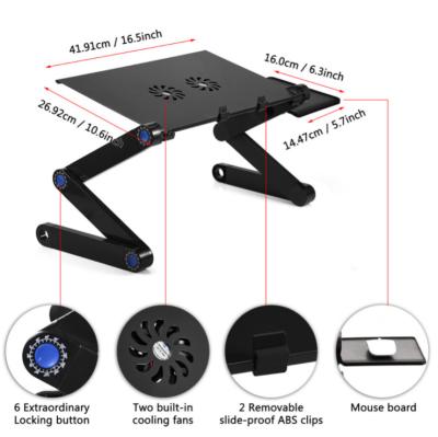 China (Size)Ergonomic Adjustable Portable Aluminum Laptop Desk /Table/ Stand with Dual Fans and USB Mouse Pad for sale