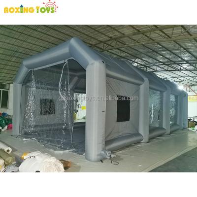 China Free Shipping PVC Oxford Gray Inflatable Car Spray Paint Booth Inflatable Car Paint Tent with 2 Blowers for sale