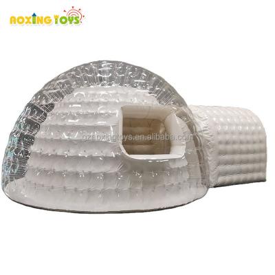 China Giant Transparent Inflatable PVC Camping Tent Bubble Round Tent With White Channel For Outdoor Stargazing Hotel for sale