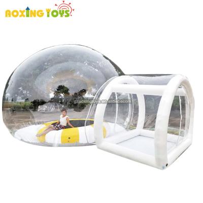 China PVC 5m diameter giant transparent inflatable bubble tent with single tunnel dome hotel tent for outdoor camping event for sale