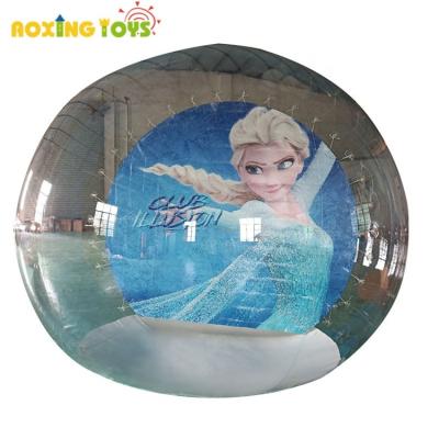 China PVC Advertising Inflatables Transparent Lager Christmas Inflatable Snow Globe With Background Photo Booth Dome Bubble Tent for sale