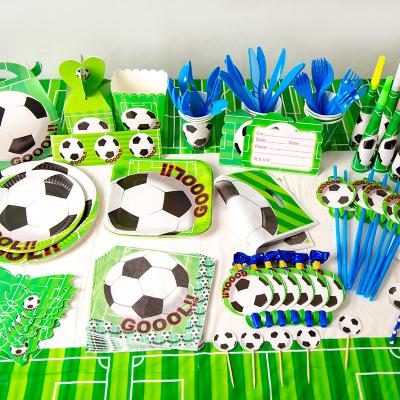 China Latex Football Party Supplies Soccer Set Green Soccer Party Store Soccer Popcorn Box Birthday Party for sale