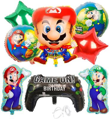 China Wedding Birthday Party Wedding Party Supplies 6pcs Mario Bros Balloons Bouquet Decorations for Kids Birthday for sale