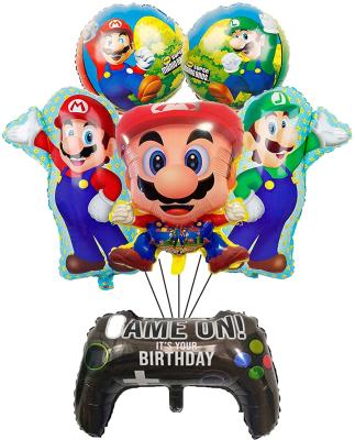 China Wedding Birthday Party Wedding Party Supplies 6pcs Mario Bros Balloons Bouquet Decorations for Kids Birthday for sale